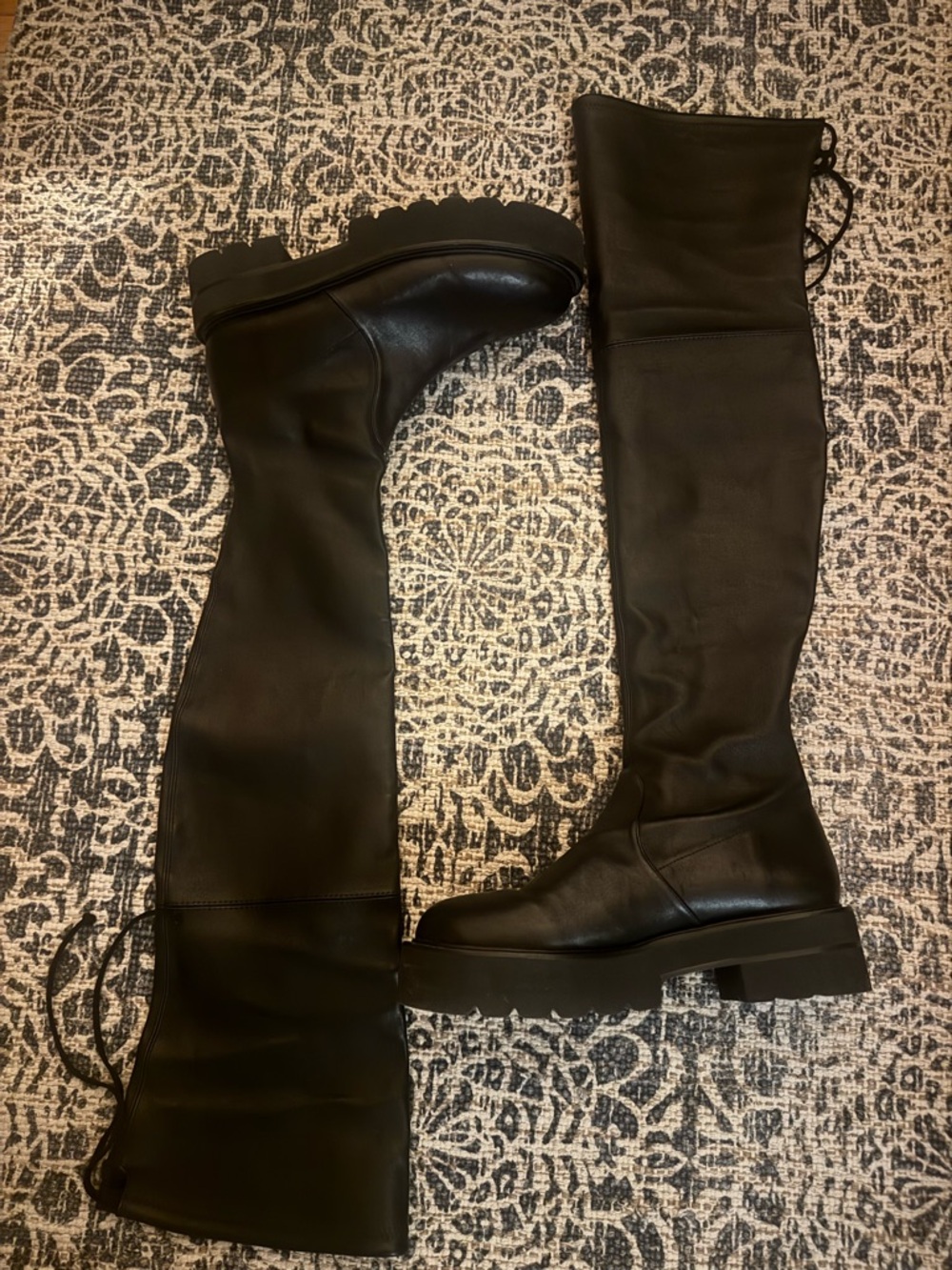 Stuart Weitzman Black Over-the-Knee Leather Boots - Picture 2 of 9